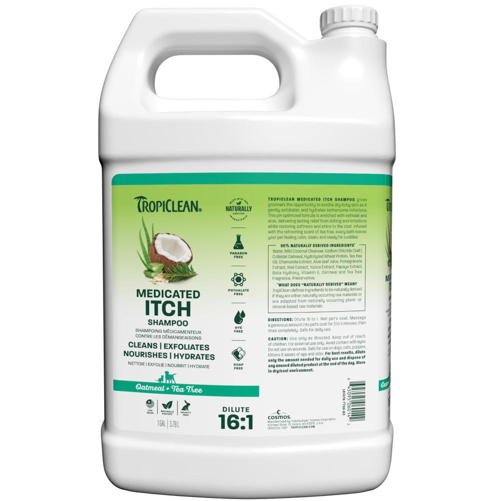 TropiClean Oatmeal & Tea Tree Medicated Itch Relief Shampoo for Pets