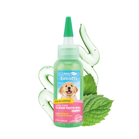 TropiClean Fresh Breath Dental Gel for Puppies, image of front of bottle