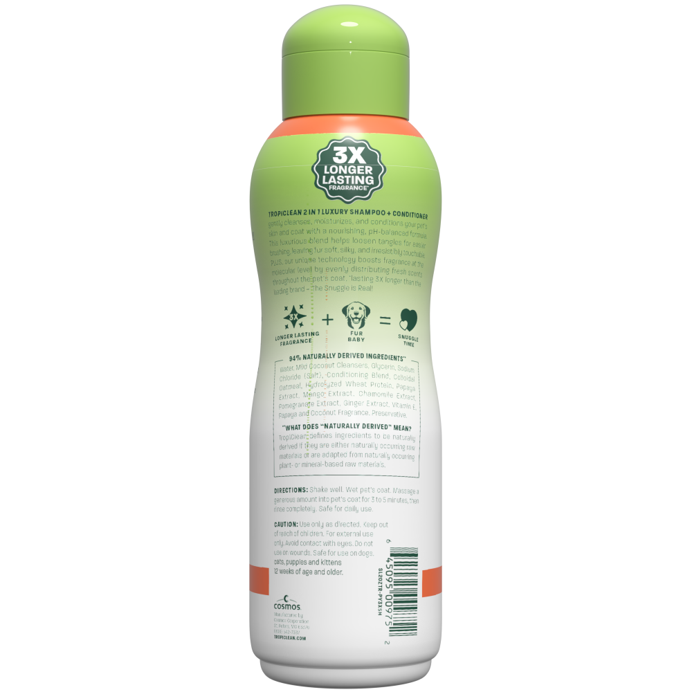 TropiClean Papaya & Coconut 2-in-1 Shampoo and Conditioner for Pets