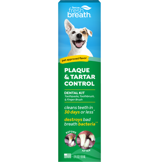 TropiClean Fresh Breath Peanut Butter Oral Care Kit for Dogs & Cats, front of package
