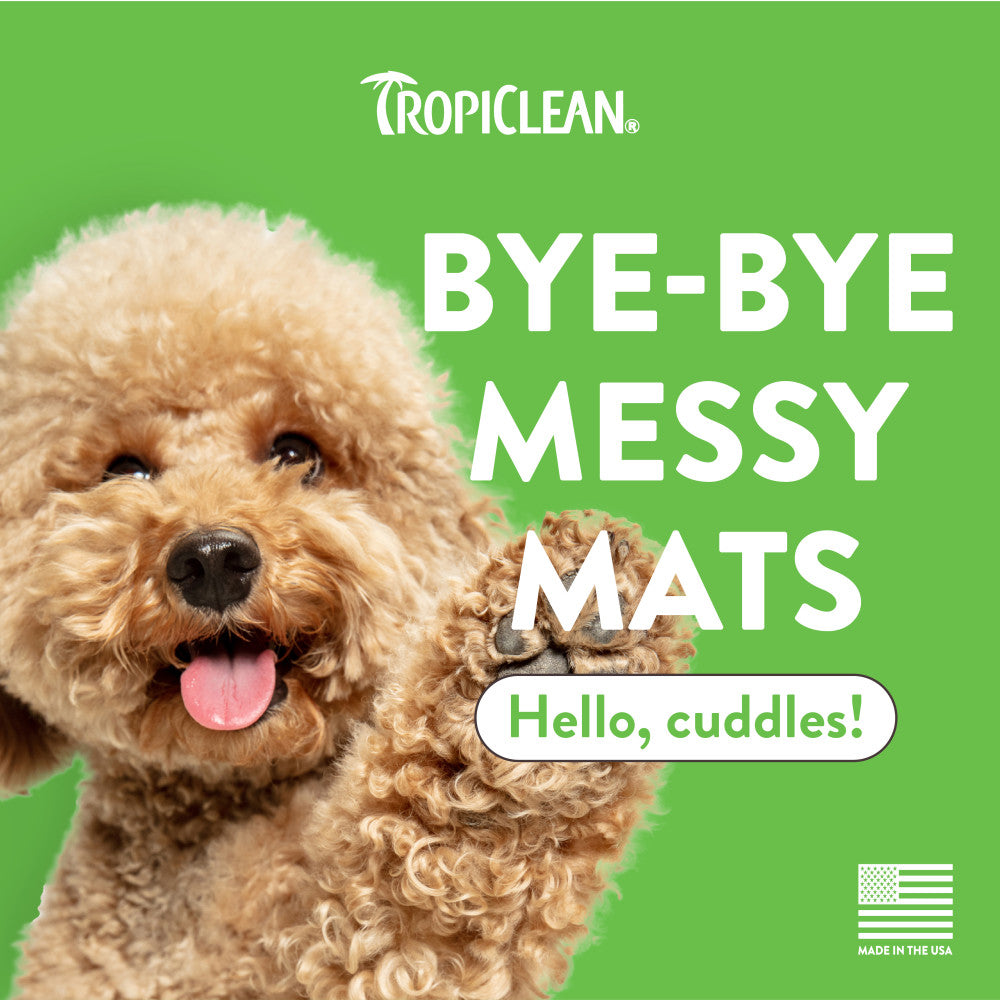Tropical Clean advertisement with a dog on a green background