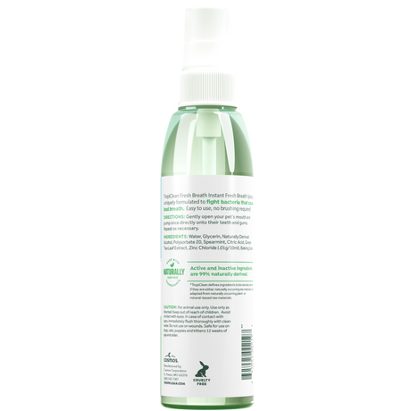 TropiClean Fresh Breath Dental Spray bottle back