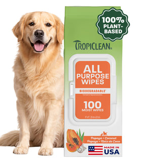 TropiClean Papaya + Coconut All Purpose Pet Wipes, 100ct