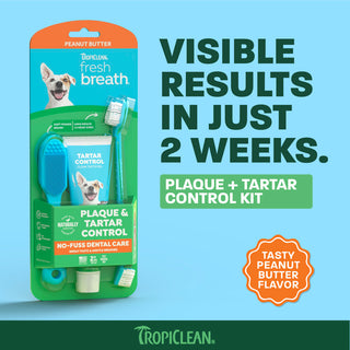 TropiClean Fresh Breath Peanut Butter Plaque & Tartar Control Brushing Kit, 2oz