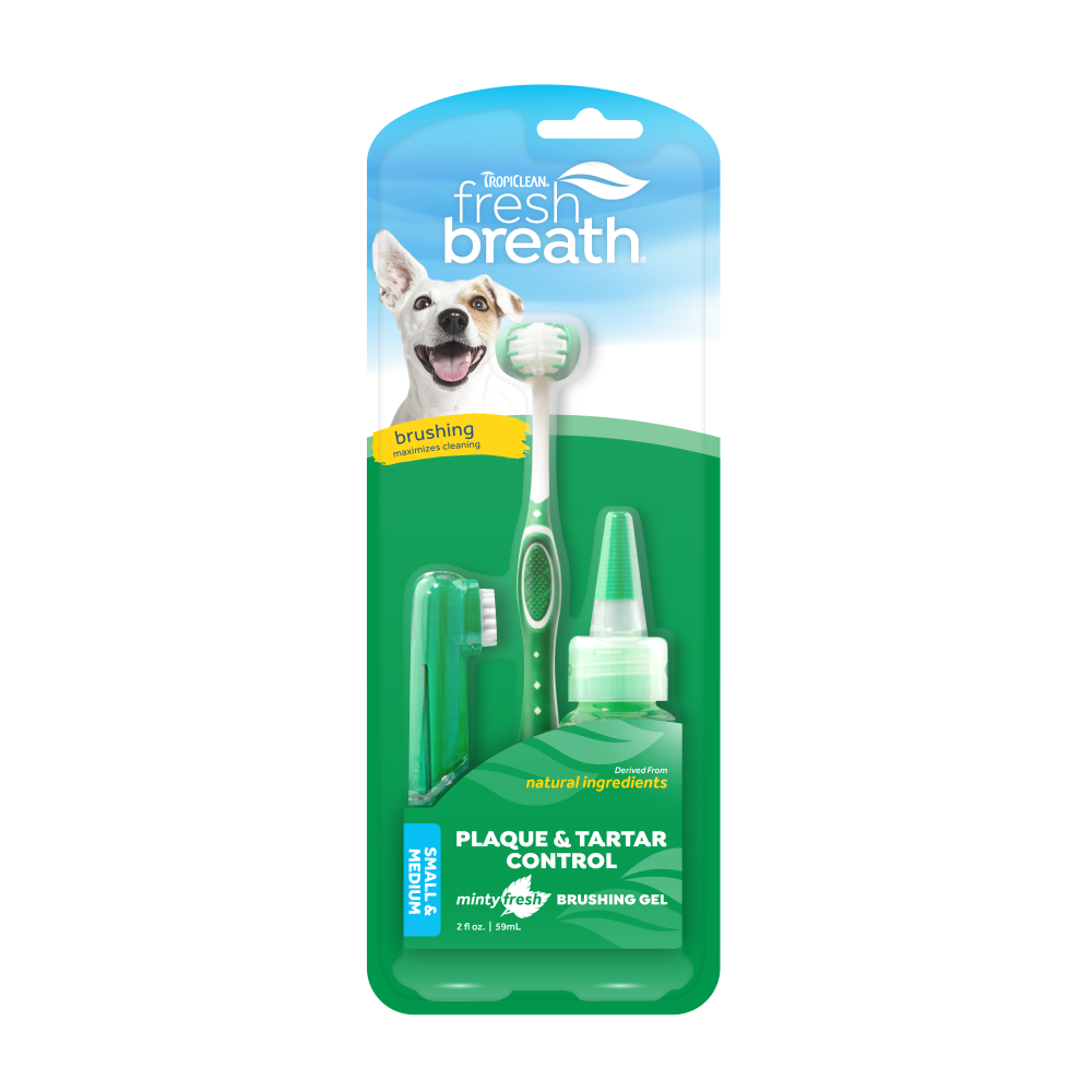 Fresh Breath by TropiClean Oral Care Kit for Small and Medium Dogs, image of front of package