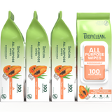 TropiClean all purpose papaya wipes 4 pack on white background