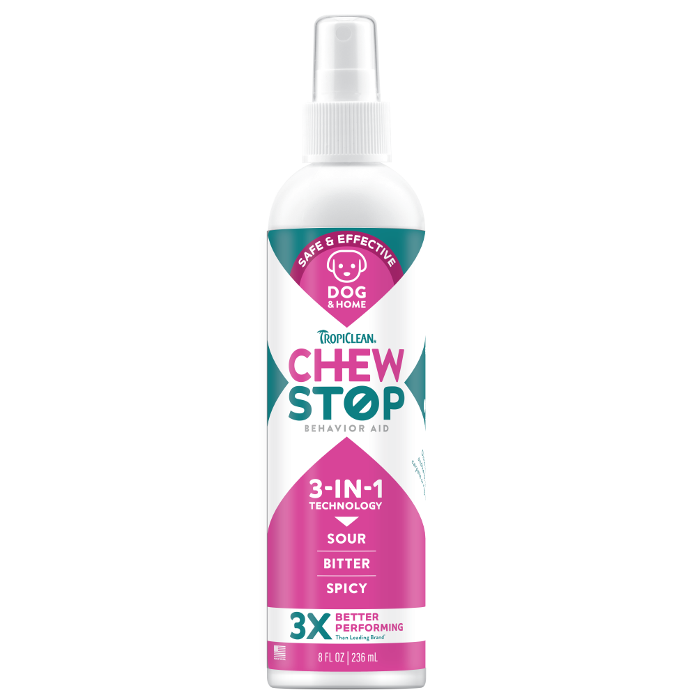 TropiClean Chew Stop Behavior Aid Dog & Home Spray, image of front of spray bottle