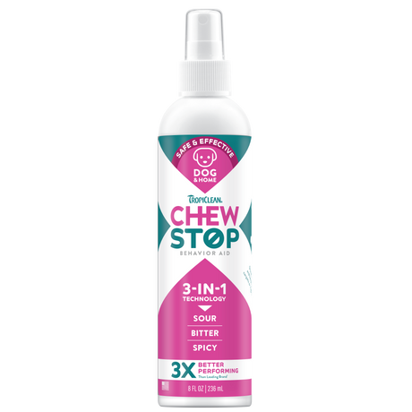 TropiClean Chew Stop Behavior Aid Dog & Home Spray, image of front of spray bottle