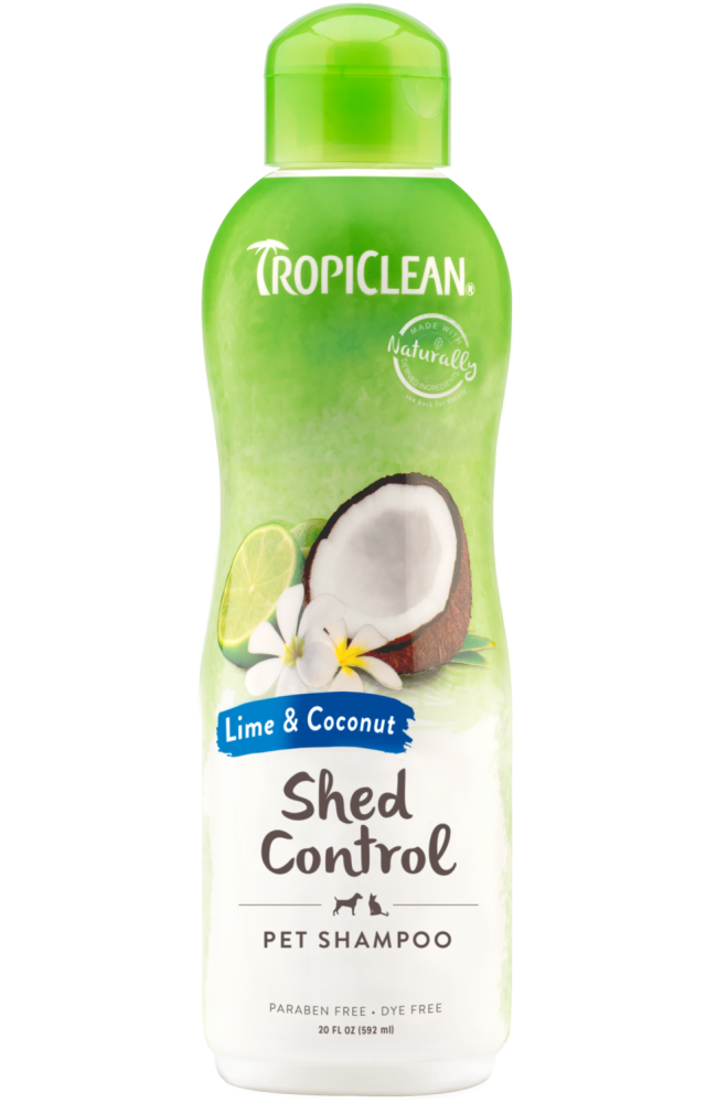 TropiClean Lime & Coconut Shed Control Shampoo for Pets, front of bottle