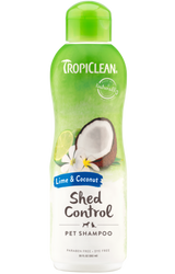 TropiClean Lime & Coconut Shed Control Shampoo for Pets, front of bottle