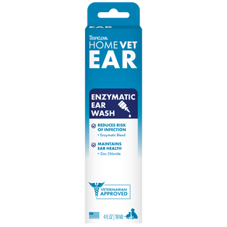 TropiClean HomeVet Enzymatic Ear Wash for Cats & Dogs, front of package