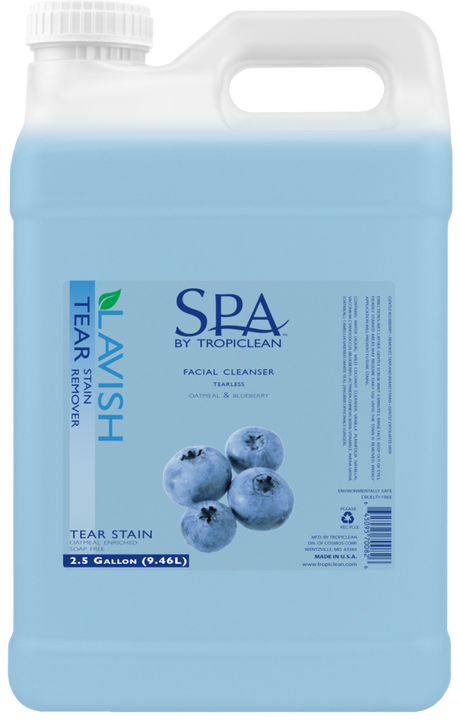 SPA by TropiClean Tear Stain Remover for Pets, front of 2.5 gallon bottle.