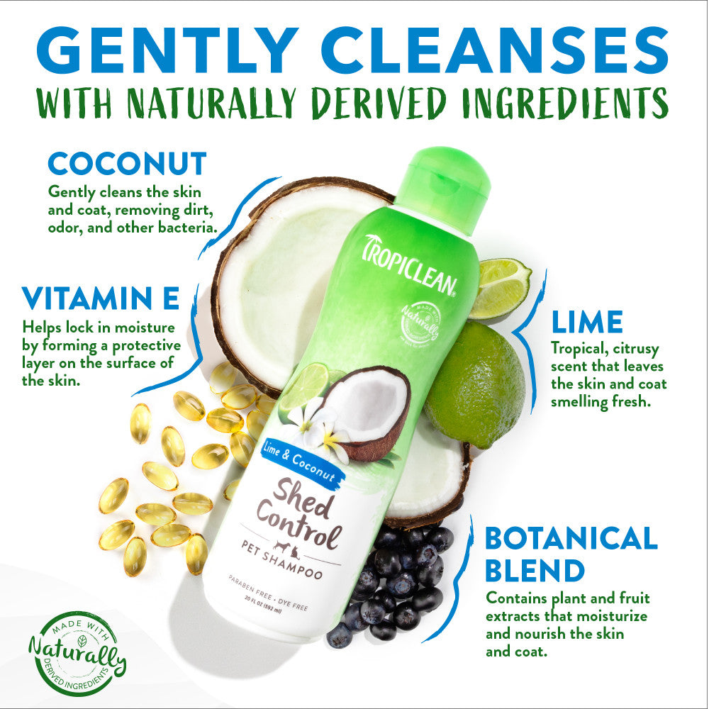 TropiClean Lime & Coconut Shed Control Shampoo for Pets – Tropiclean