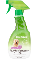TropiClean Sweet Pea Tangle Remover Spray for Dogs & Cats, front of 16oz spray bottle