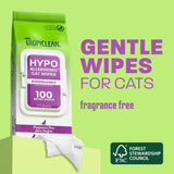 TropiClean Hypoallergenic Cat Wipes, 100ct