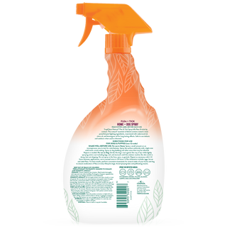 TropiClean Flea and Tick Pet & Bedding Spray for Dogs, back of 32oz spray bottle.