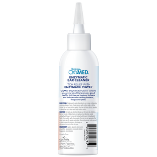 TropiClean OxyMed Enzymatic Ear Cleaner for Pets, image of back of bottle