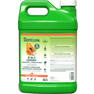 TropiClean papaya shampoo 2.5 gallon front.