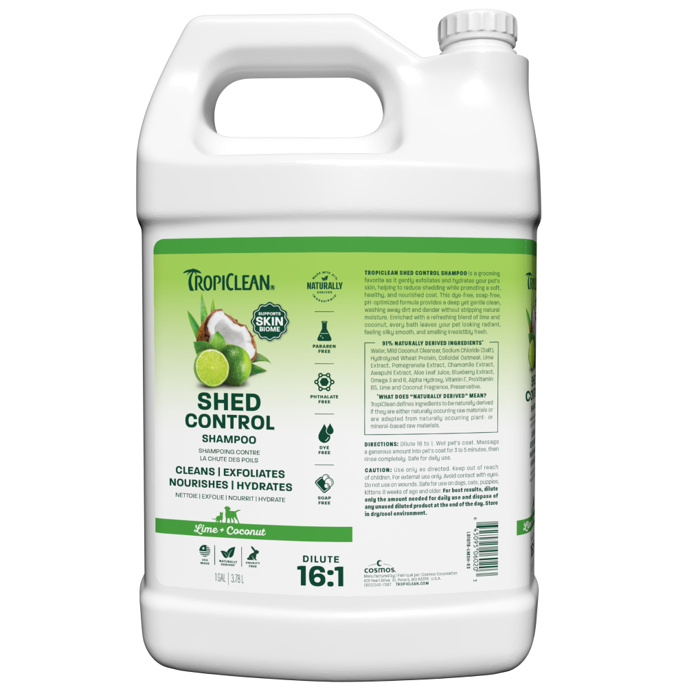 TropiClean Shed control Shampoo 1 gallon bottle front