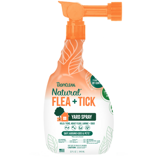 TropiClean Natural Flea + Tick Yard Spray, image of front of bottle