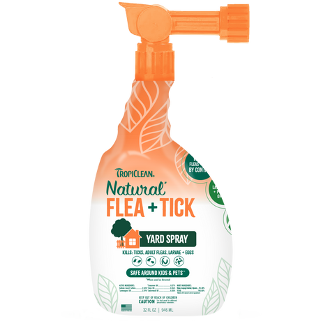 TropiClean Natural Flea + Tick Yard Spray, image of front of bottle