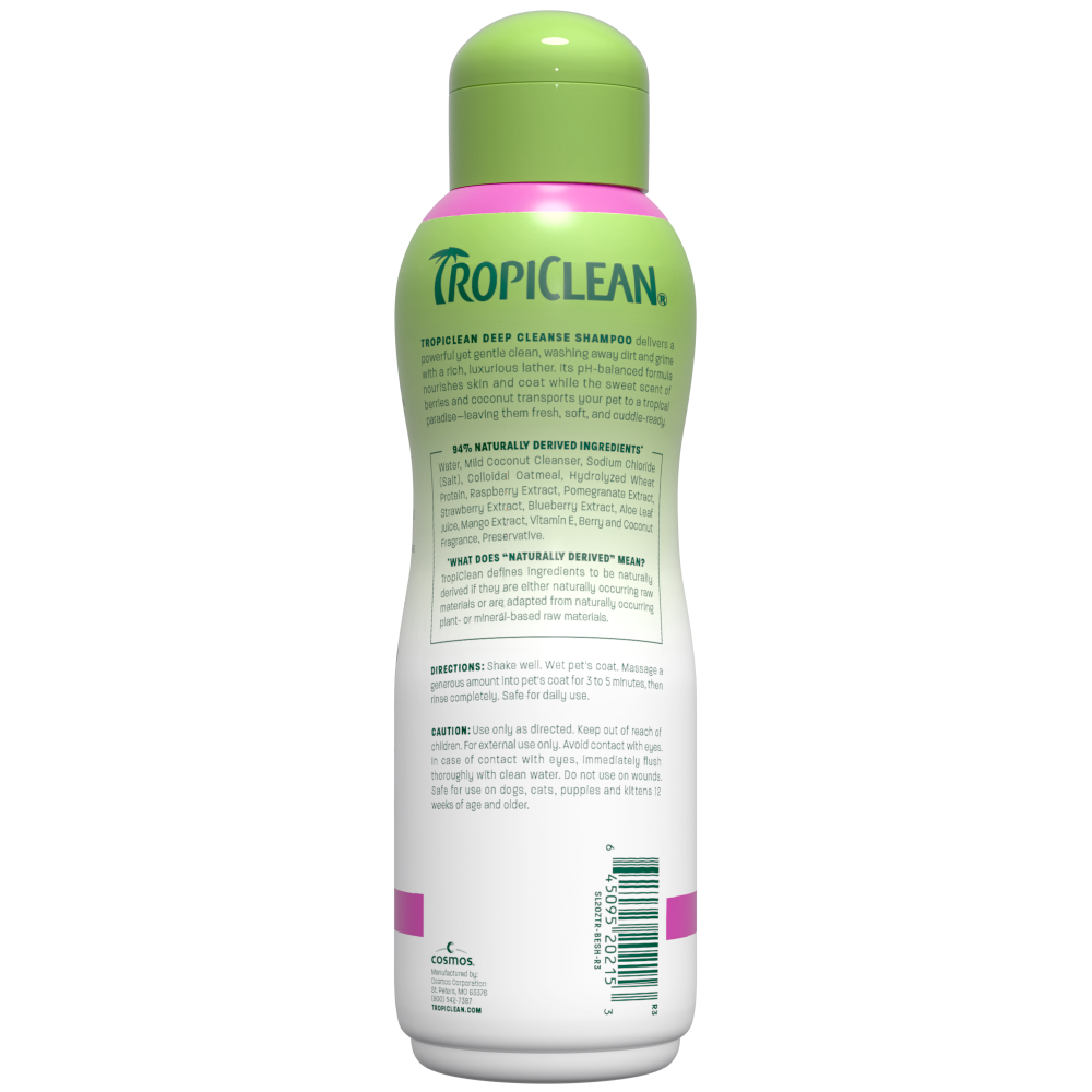 TropiClean berry shampoo bottle back