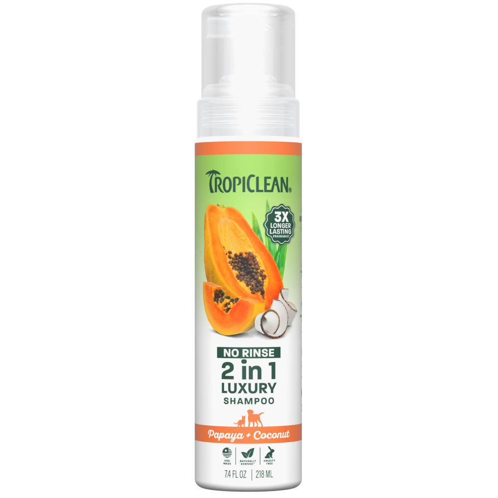 TropiClean Papaya +  Coconut No Rinse Pet Shampoo, 7.4oz