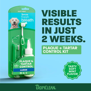 TropiClean Fresh Breath Soft Mint Plaque & Tartar Control Kit for Large Dogs, 2oz
