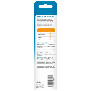 HomeVet Medicated Hot Spot Cream for Dogs by TropiClean, image of box back.