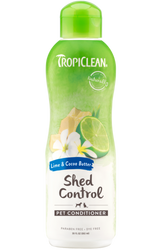 TropiClean Lime & Cocoa Butter Shed Control Conditioner for Pets, front of bottle