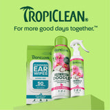 TropiClean line up on light green background.