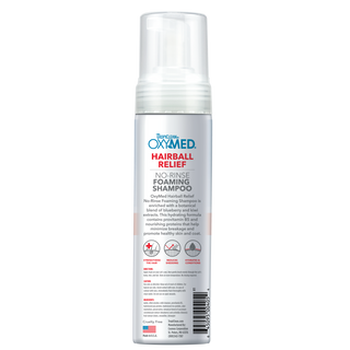 TropiClean OxyMed Waterless Dry Shampoo for Cats, image of back of bottle
