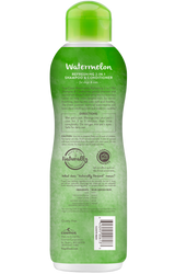 TropiClean Watermelon Refreshing 2-in-1 Pet Shampoo & Conditioner, back view of bottle