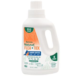 TropiClean Natural Flea + Tick Laundry Additive, front of 32oz bottle