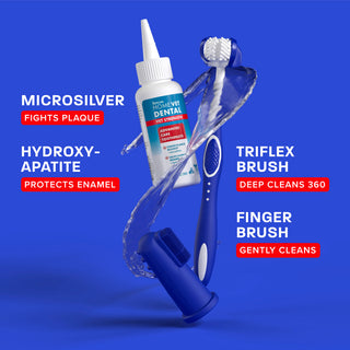 Homevet dental kit with text of ingredients.