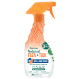 TropiClean Flea and Tick Pet & Bedding Spray for Dogs, front of 16oz spray bottle.