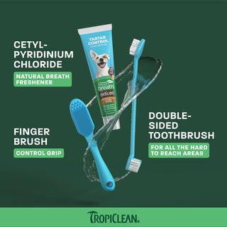 TropiClean Fresh Breath Peanut Butter Plaque & Tartar Control Brushing Kit, 2oz