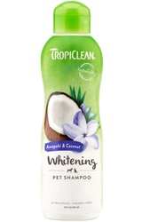 TropiClean Awapuhi & Coconut Whitening Shampoo for Pets, front image of bottle