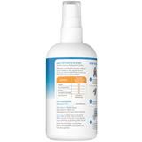 TropiClean HomeVet Medicated Itch & Allergy Pet Spray, back of oz spray bottle