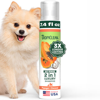 TropiClean Papaya +  Coconut No Rinse Pet Shampoo, 7.4oz