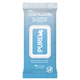 TropiClean PURE All Purpose Plant Based Wipes for Dogs & Cats, image of front of 50ct package