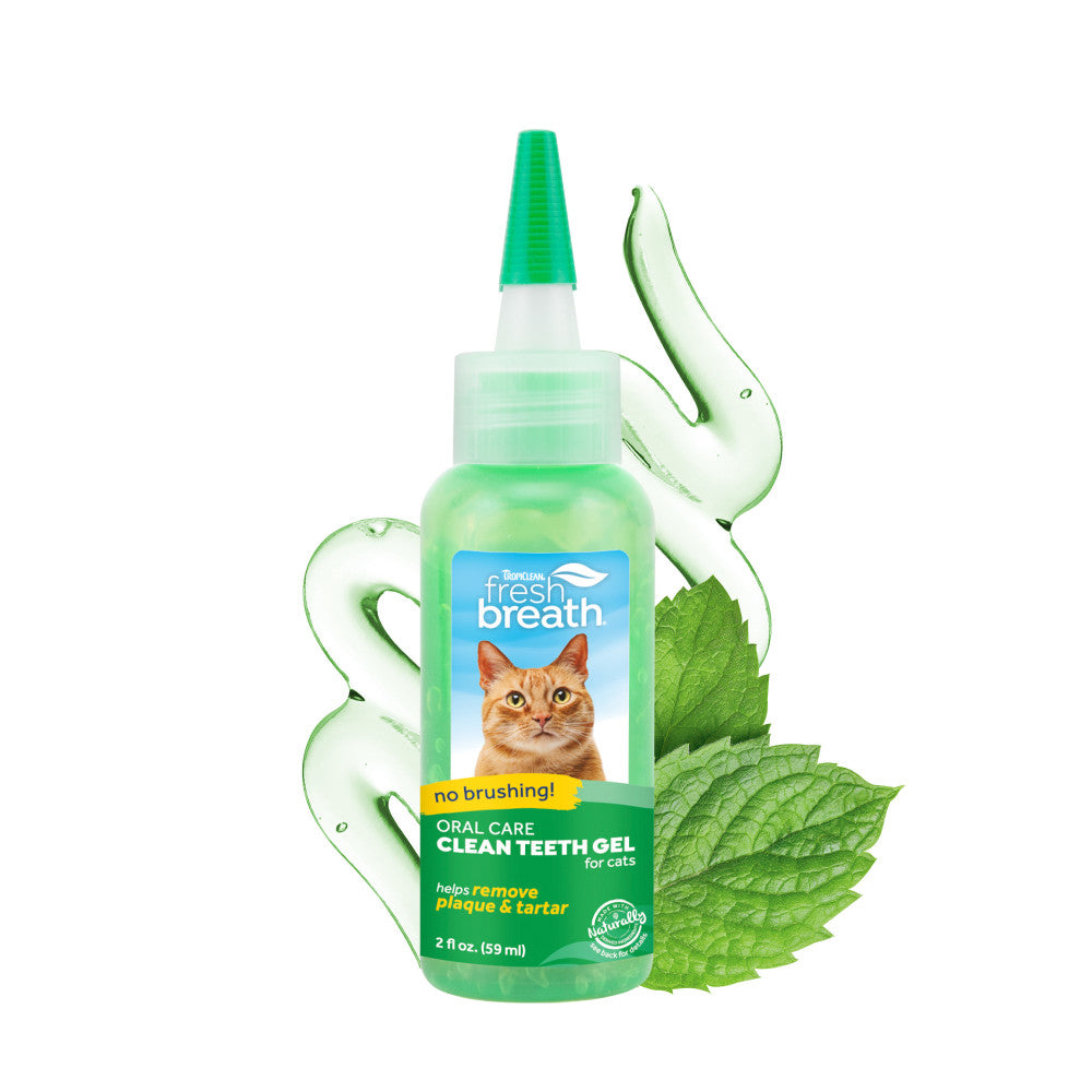 ขวด TropiClean Fresh Breath Clean Teeth Gel for Cats ฝาสีเขียว
