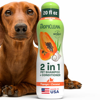 TropiClean Papaya + Coconut Pet Shampoo & Conditioner, 20oz