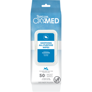 TropiClean OxyMed Soothing Relief Wipes for Pets, image of front of package