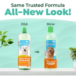 TropiClean Fresh Breath Oral Care Water Additive Plus Skin & Coat for Pets