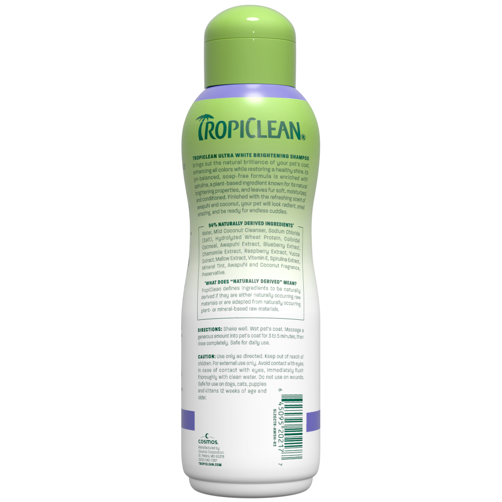 TropiClean whitening shampoo bottle back