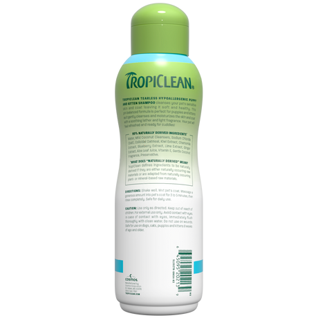 TropiClean hypoallergenic shampoo bottle back