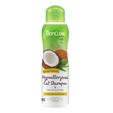 TropiClean Gentle Coconut Hypoallergenic Cat & Kitten Shampoo, front image of bottle