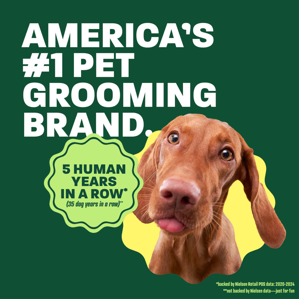 Vizsla head popping out. Text, "Americans #1 Pet grooming brand".
