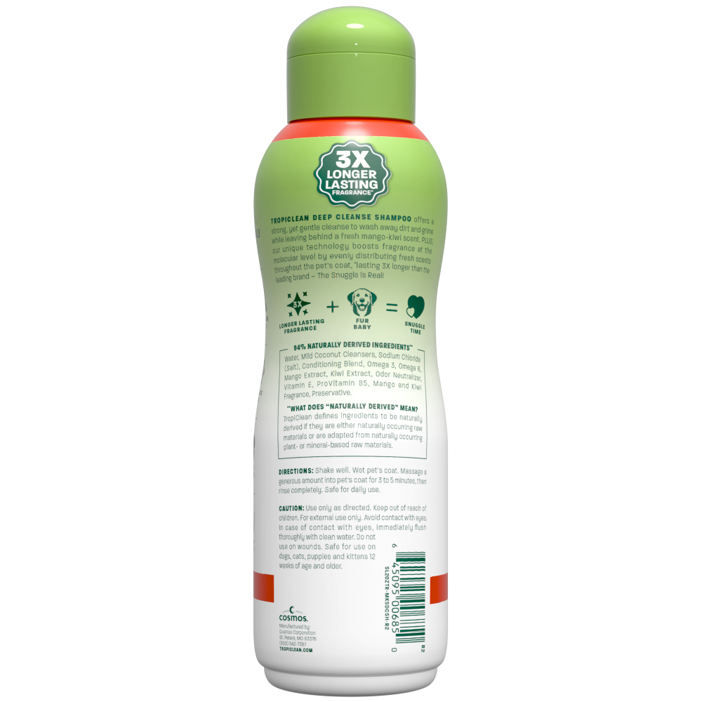 TropiClean mango shampoo bottle back